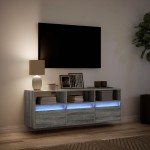 vidaXL Comodă TV de perete cu lumini LED, gri sonoma, 130x31x45 cm vidaXL Comodă TV de perete cu lumini LED, gri sonoma, 130x31x45 cm