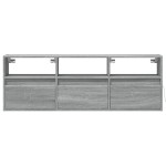 vidaXL Comodă TV de perete cu lumini LED, gri sonoma, 130x31x45 cm vidaXL Comodă TV de perete cu lumini LED, gri sonoma, 130x31x45 cm