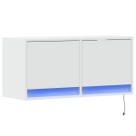 vidaXL Comodă TV de perete cu lumini LED, alb, 80x31x38 cm vidaXL Comodă TV de perete cu lumini LED, alb, 80x31x38 cm