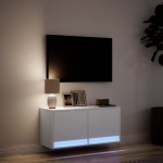 vidaXL Comodă TV de perete cu lumini LED, alb, 80x31x38 cm vidaXL Comodă TV de perete cu lumini LED, alb, 80x31x38 cm