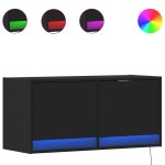vidaXL Dulap TV de perete cu lumini LED negru 80x31x38 cm vidaXL Dulap TV de perete cu lumini LED negru 80x31x38 cm