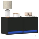 vidaXL Dulap TV de perete cu lumini LED negru 80x31x38 cm vidaXL Dulap TV de perete cu lumini LED negru 80x31x38 cm