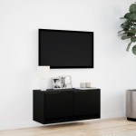 vidaXL Dulap TV de perete cu lumini LED negru 80x31x38 cm vidaXL Dulap TV de perete cu lumini LED negru 80x31x38 cm