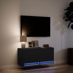 vidaXL Dulap TV de perete cu lumini LED negru 80x31x38 cm vidaXL Dulap TV de perete cu lumini LED negru 80x31x38 cm