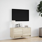 vidaXL Comodă TV de perete cu lumini LED, stejar sonoma, 80x31x38 cm vidaXL Comodă TV de perete cu lumini LED, stejar sonoma, 80x31x38 cm