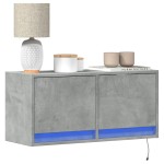 vidaXL Comodă TV de perete cu lumini LED, gri beton, 80x31x38 cm vidaXL Comodă TV de perete cu lumini LED, gri beton, 80x31x38 cm