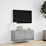 vidaXL Comodă TV de perete cu lumini LED, gri beton, 80x31x38 cm vidaXL Comodă TV de perete cu lumini LED, gri beton, 80x31x38 cm