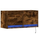 vidaXL Comodă TV de perete cu lumini LED, stejar fumuriu, 80x31x38 cm vidaXL Comodă TV de perete cu lumini LED, stejar fumuriu, 80x31x38 cm