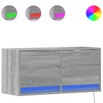vidaXL Comodă TV de perete cu lumini LED, gri sonoma, 80x31x38 cm vidaXL Comodă TV de perete cu lumini LED, gri sonoma, 80x31x38 cm