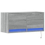 vidaXL Comodă TV de perete cu lumini LED, gri sonoma, 80x31x38 cm vidaXL Comodă TV de perete cu lumini LED, gri sonoma, 80x31x38 cm