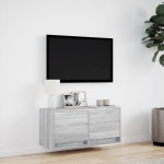 vidaXL Comodă TV de perete cu lumini LED, gri sonoma, 80x31x38 cm vidaXL Comodă TV de perete cu lumini LED, gri sonoma, 80x31x38 cm