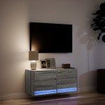 vidaXL Comodă TV de perete cu lumini LED, gri sonoma, 80x31x38 cm vidaXL Comodă TV de perete cu lumini LED, gri sonoma, 80x31x38 cm