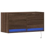 vidaXL Comodă TV de perete cu lumini LED, stejar maro, 80x31x38 cm vidaXL Comodă TV de perete cu lumini LED, stejar maro, 80x31x38 cm