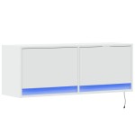 vidaXL Comodă TV de perete cu lumini LED, alb, 100x31x38 cm vidaXL Comodă TV de perete cu lumini LED, alb, 100x31x38 cm