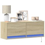 vidaXL Comodă TV de perete cu lumini LED, stejar sonoma, 100x31x38 cm vidaXL Comodă TV de perete cu lumini LED, stejar sonoma, 100x31x38 cm