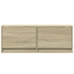vidaXL Comodă TV de perete cu lumini LED, stejar sonoma, 100x31x38 cm vidaXL Comodă TV de perete cu lumini LED, stejar sonoma, 100x31x38 cm