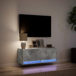 vidaXL Comodă TV de perete cu lumini LED, gri beton, 100x31x38 cm vidaXL Comodă TV de perete cu lumini LED, gri beton, 100x31x38 cm