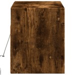 vidaXL Comodă TV de perete cu lumini LED, stejar fumuriu, 100x31x38 cm vidaXL Comodă TV de perete cu lumini LED, stejar fumuriu, 100x31x38 cm