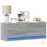 vidaXL Comodă TV de perete cu lumini LED, gri sonoma, 100x31x38 cm vidaXL Comodă TV de perete cu lumini LED, gri sonoma, 100x31x38 cm