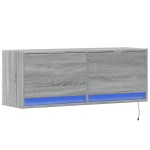 vidaXL Comodă TV de perete cu lumini LED, gri sonoma, 100x31x38 cm vidaXL Comodă TV de perete cu lumini LED, gri sonoma, 100x31x38 cm