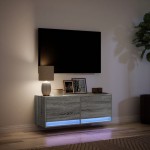 vidaXL Comodă TV de perete cu lumini LED, gri sonoma, 100x31x38 cm vidaXL Comodă TV de perete cu lumini LED, gri sonoma, 100x31x38 cm