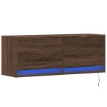 vidaXL Comodă TV de perete cu lumini LED, stejar maro, 100x31x38 cm vidaXL Comodă TV de perete cu lumini LED, stejar maro, 100x31x38 cm
