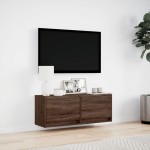 vidaXL Comodă TV de perete cu lumini LED, stejar maro, 100x31x38 cm vidaXL Comodă TV de perete cu lumini LED, stejar maro, 100x31x38 cm