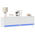 vidaXL Dulap TV de perete cu lumini LED, alb, 140x31x38 cm vidaXL Dulap TV de perete cu lumini LED, alb, 140x31x38 cm