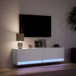 vidaXL Dulap TV de perete cu lumini LED, alb, 140x31x38 cm vidaXL Dulap TV de perete cu lumini LED, alb, 140x31x38 cm