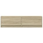 vidaXL Comodă TV de perete cu lumini LED, stejar sonoma, 140x31x38 cm