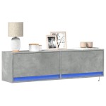vidaXL Comodă TV de perete cu lumini LED, gri beton, 140x31x38 cm vidaXL Comodă TV de perete cu lumini LED, gri beton, 140x31x38 cm