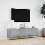 vidaXL Comodă TV de perete cu lumini LED, gri beton, 140x31x38 cm vidaXL Comodă TV de perete cu lumini LED, gri beton, 140x31x38 cm