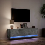 vidaXL Comodă TV de perete cu lumini LED, gri beton, 140x31x38 cm vidaXL Comodă TV de perete cu lumini LED, gri beton, 140x31x38 cm