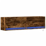 vidaXL Comodă TV de perete cu lumini LED, stejar fumuriu, 140x31x38 cm vidaXL Comodă TV de perete cu lumini LED, stejar fumuriu, 140x31x38 cm
