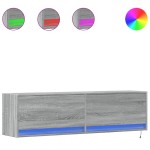 vidaXL Comodă TV de perete cu lumini LED, gri sonoma, 140x31x38 cm vidaXL Comodă TV de perete cu lumini LED, gri sonoma, 140x31x38 cm