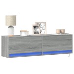vidaXL Comodă TV de perete cu lumini LED, gri sonoma, 140x31x38 cm vidaXL Comodă TV de perete cu lumini LED, gri sonoma, 140x31x38 cm