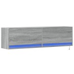 vidaXL Comodă TV de perete cu lumini LED, gri sonoma, 140x31x38 cm vidaXL Comodă TV de perete cu lumini LED, gri sonoma, 140x31x38 cm