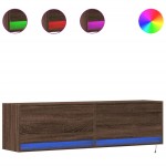 vidaXL Comodă TV de perete cu lumini LED, stejar maro, 140x31x38 cm vidaXL Comodă TV de perete cu lumini LED, stejar maro, 140x31x38 cm