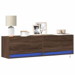 vidaXL Comodă TV de perete cu lumini LED, stejar maro, 140x31x38 cm vidaXL Comodă TV de perete cu lumini LED, stejar maro, 140x31x38 cm
