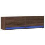 vidaXL Comodă TV de perete cu lumini LED, stejar maro, 140x31x38 cm vidaXL Comodă TV de perete cu lumini LED, stejar maro, 140x31x38 cm