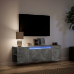vidaXL Dulap TV de perete cu lumini LED, gri beton, 135x31x39,5 cm vidaXL Dulap TV de perete cu lumini LED, gri beton, 135x31x39,5 cm
