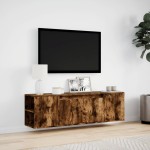 vidaXL Comodă TV perete cu lumini LED, stejar fumuriu, 135x31x39,5 cm