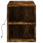 vidaXL Comodă TV perete cu lumini LED, stejar fumuriu, 135x31x39,5 cm