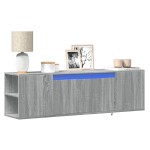 vidaXL Comodă TV de perete cu lumini LED, gri sonoma, 135x31x39,5 cm vidaXL Comodă TV de perete cu lumini LED, gri sonoma, 135x31x39,5 cm