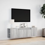 vidaXL Comodă TV de perete cu lumini LED, gri sonoma, 135x31x39,5 cm vidaXL Comodă TV de perete cu lumini LED, gri sonoma, 135x31x39,5 cm
