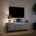 vidaXL Comodă TV de perete cu lumini LED, gri sonoma, 135x31x39,5 cm vidaXL Comodă TV de perete cu lumini LED, gri sonoma, 135x31x39,5 cm