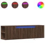 vidaXL Comodă TV de perete cu lumini LED, stejar maro, 135x31x39,5 cm vidaXL Comodă TV de perete cu lumini LED, stejar maro, 135x31x39,5 cm