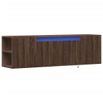 vidaXL Comodă TV de perete cu lumini LED, stejar maro, 135x31x39,5 cm vidaXL Comodă TV de perete cu lumini LED, stejar maro, 135x31x39,5 cm