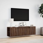vidaXL Comodă TV de perete cu lumini LED, stejar maro, 135x31x39,5 cm vidaXL Comodă TV de perete cu lumini LED, stejar maro, 135x31x39,5 cm
