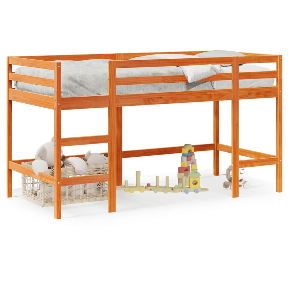 vidaXL Pat etajat copii cu scară maro ceruit 80x200 cm lemn masiv pin